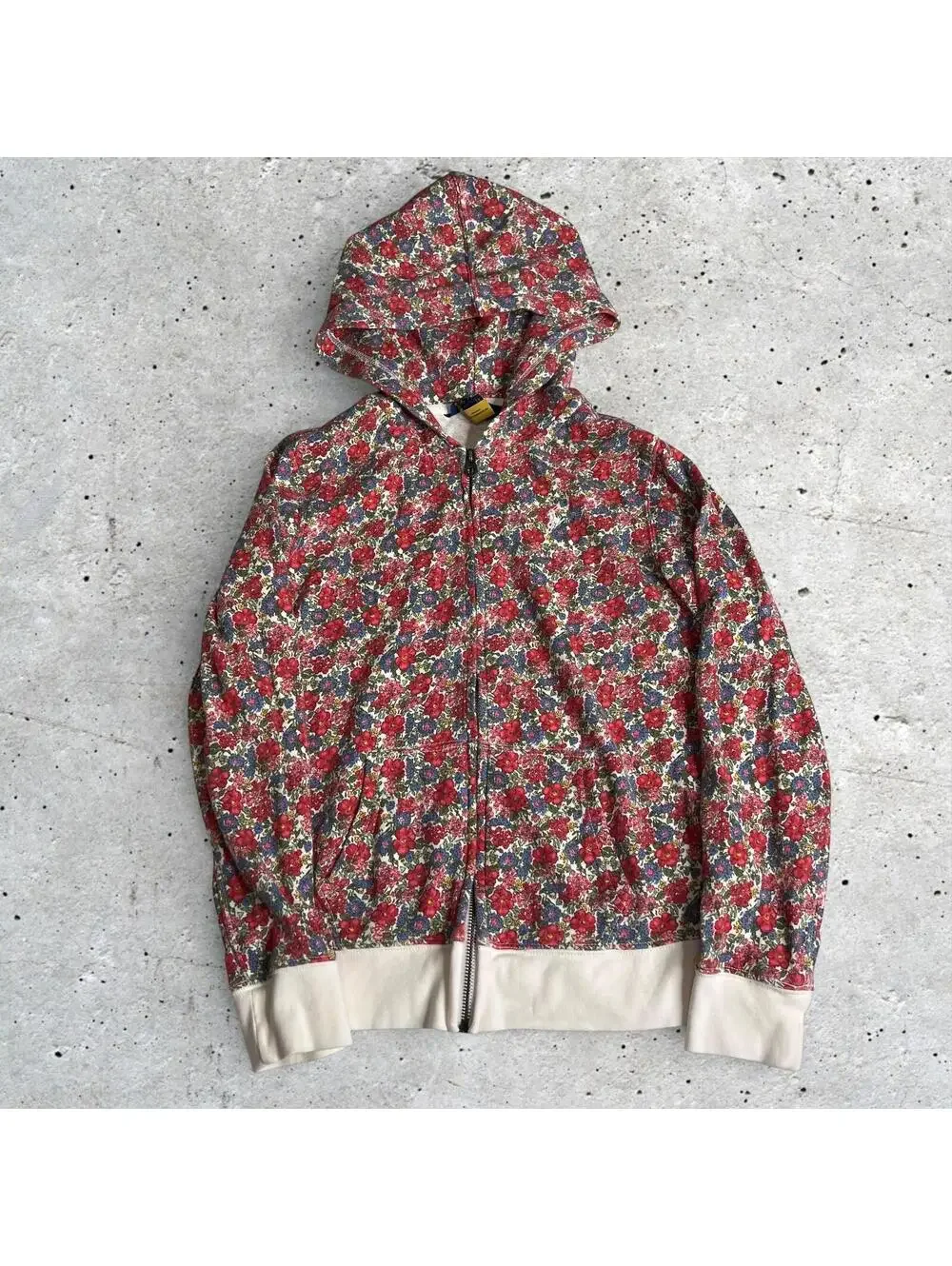 Polo Ralph Lauren Girls Floral Print Zip Front Pink Hoodie Size XL
